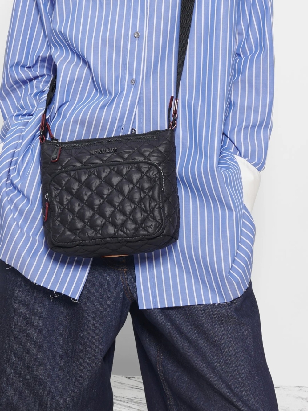 MZ Wallace Metro Scout Quilted Nylon Crossbody Bag in Black - Picture 2 of 10